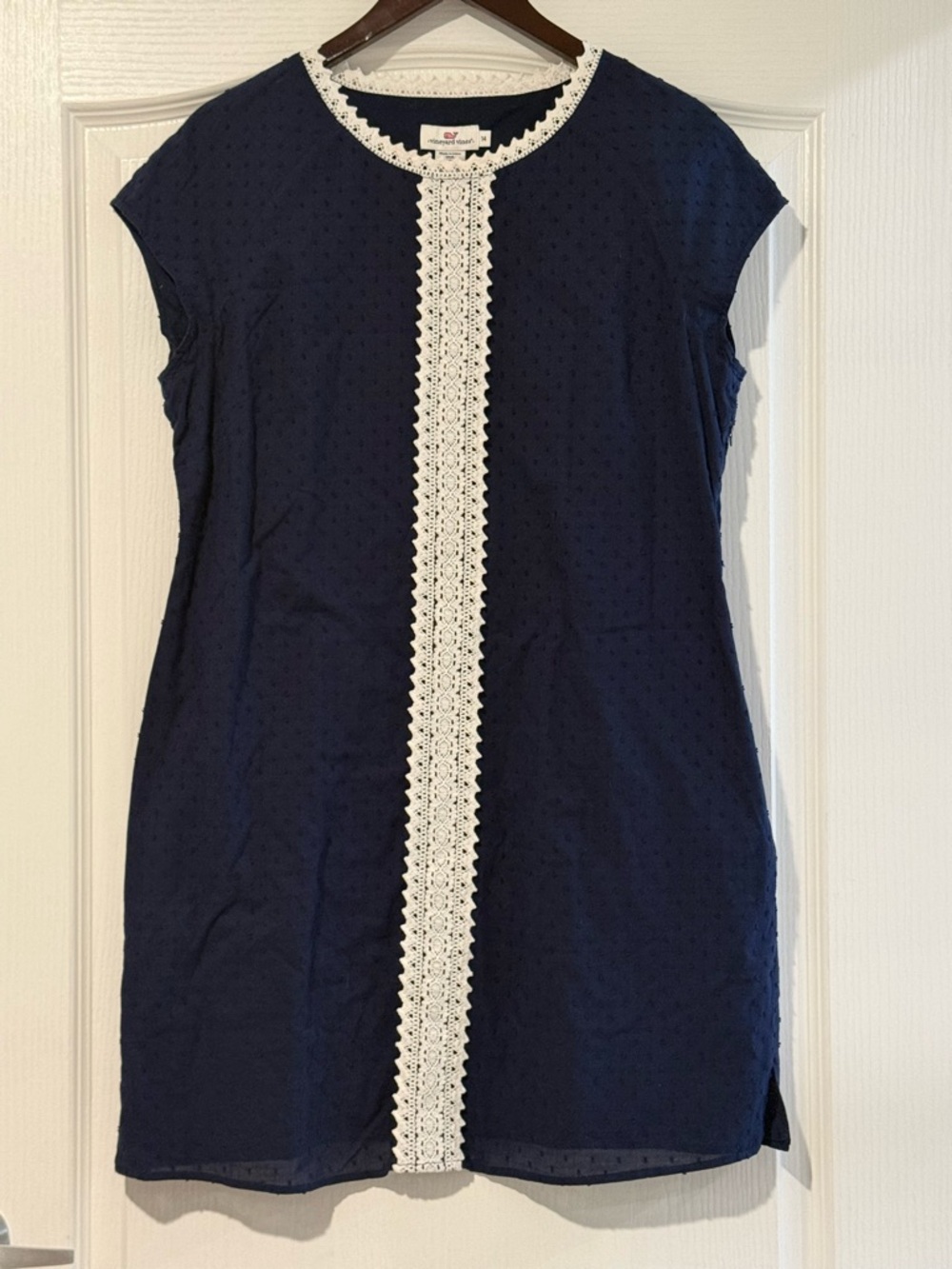 Vineyard Vines Navy Dress Size 14 Lace Trim Shift Dress Preppy Coastal Style